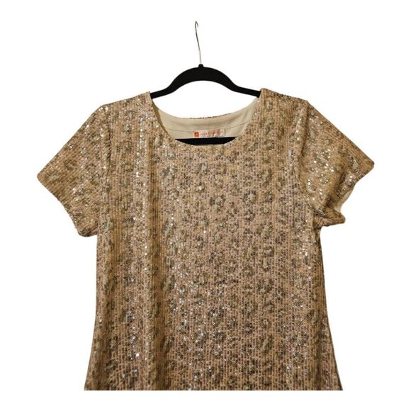 JUDE CONNALLY Ella Leopard Sequin Print Pullover Mini Dress - Size Medium - Picture 4 of 8